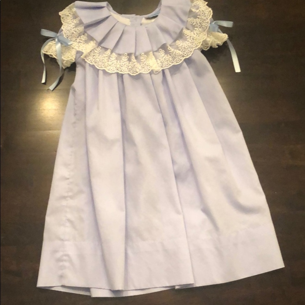 Beautiful Light Blue dress with Ivory Collar